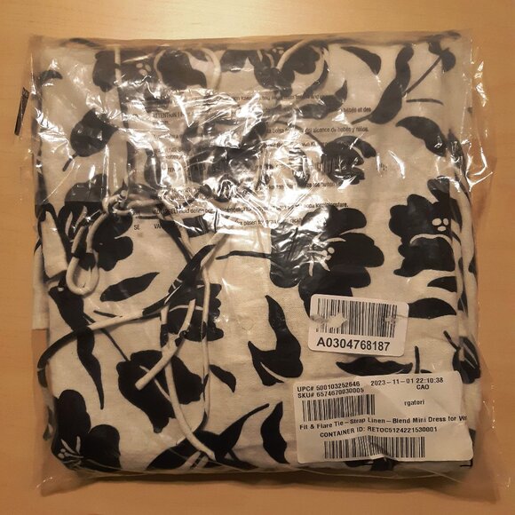 *NWT Old Navy Fit & Flare Tie-Strap Linen-Blend Mini Dress White Navy Floral XXL - Picture 13 of 13